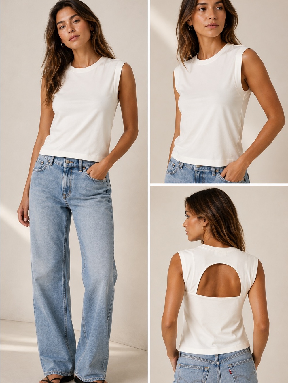 NATION LTD Rhonda Open Back Cutout Tank Top White XS NWT